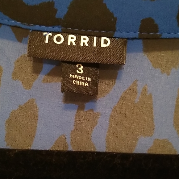 Torrid blue animal print sheer button up dress - Picture 5 of 6